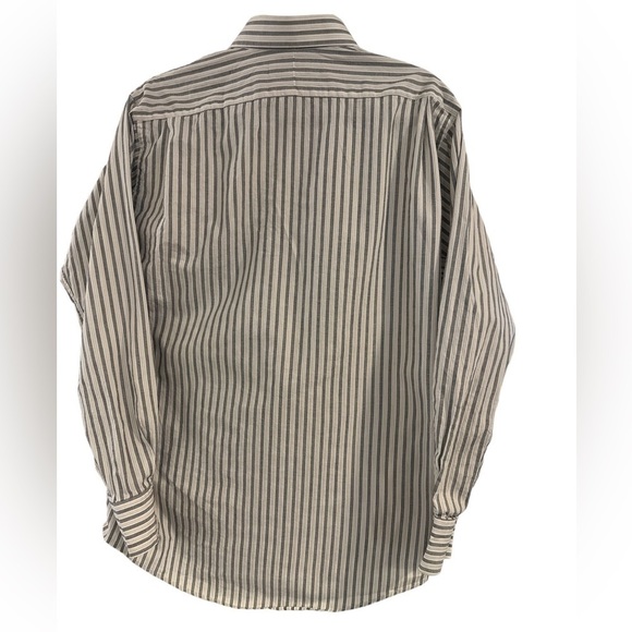 Burberry Men Dress Shirt Gray/White Striped 100% Cotton Excellent 15 1/2  33 USA - Picture 2 of 3